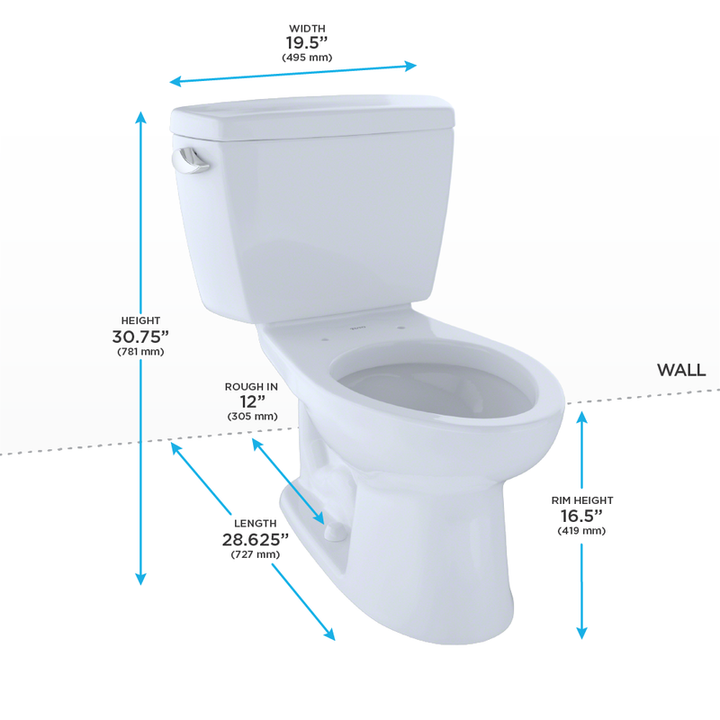 TOTO Eco Drake Elongated 1.28 gpf ADA Two-Piece Toilet in Colonial White