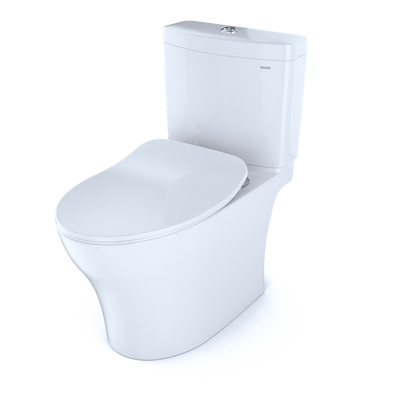 TOTO Aquia IV Elongated Bowl with Slim SoftClose Seat, Dual-Flush Two-Piece Toilet, 1.28 & 0.8 GPF, Washlet+ Compatible, Universal Height - MS446234CEMF