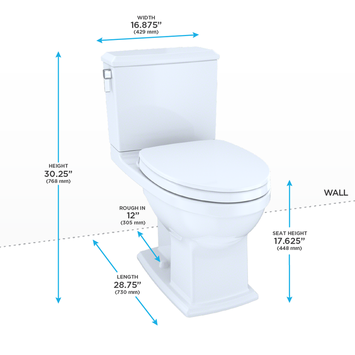 TOTO Connelly Elongated 0.9 gpf 1.28 gpf Dual-Flush Two-Piece Toilet in Cotton White - Seat Included