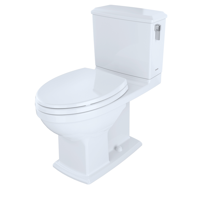 TOTO Connelly Elongated 0.9 gpf 1.28 gpf Dual-Flush Right Hand Lever Two-Piece Toilet in Cotton White - Seat Included