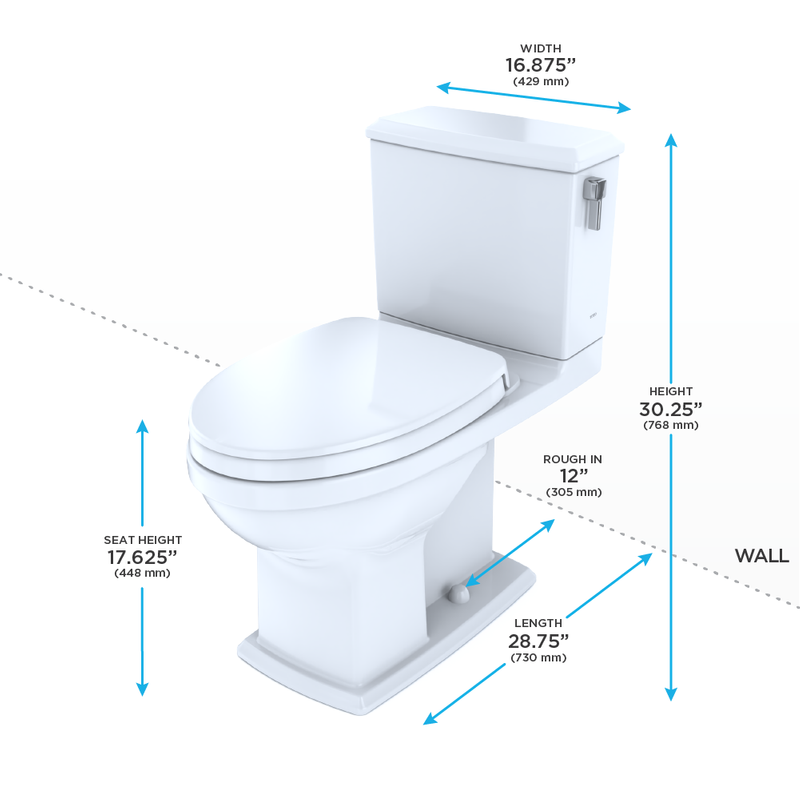 TOTO Connelly Elongated 0.9 gpf 1.28 gpf Dual-Flush Right Hand Lever Two-Piece Toilet in Cotton White - Seat Included