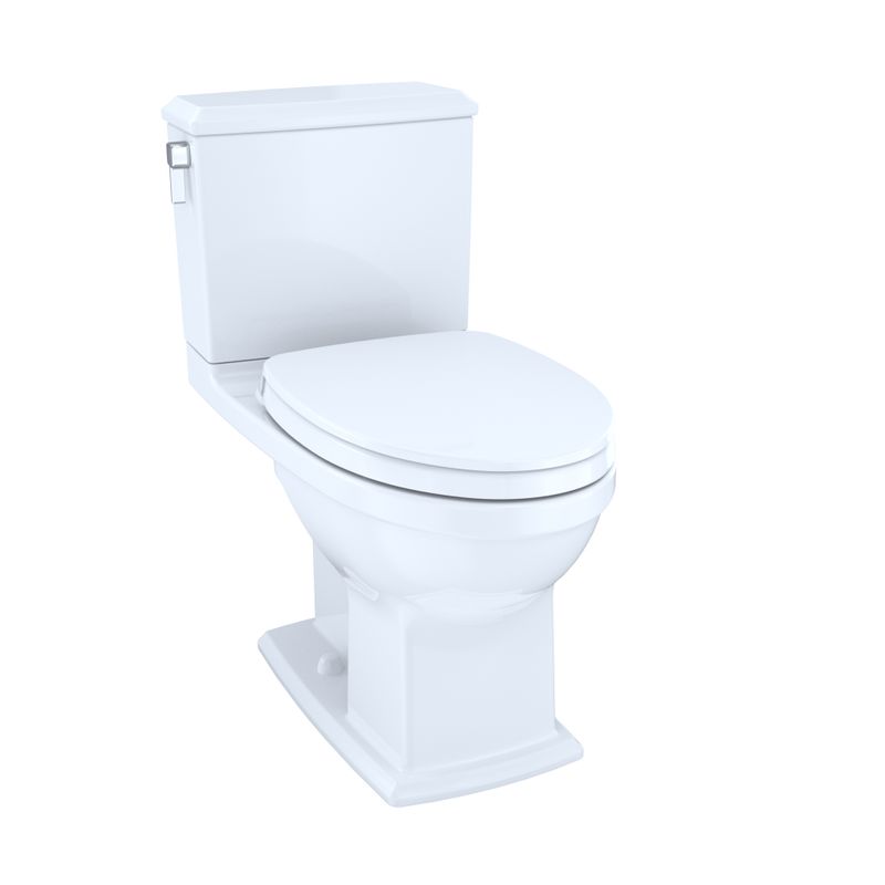 TOTO Connelly Elongated 0.9 gpf 1.28 gpf Dual-Flush Right Hand Lever Two-Piece Toilet in Cotton White - Seat Included