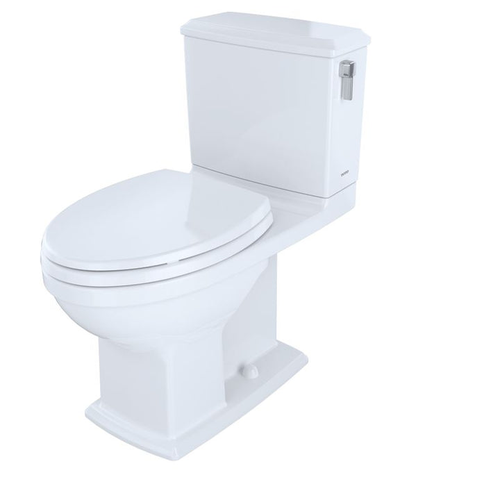 TOTO Connelly Elongated 0.9 gpf 1.28 gpf Dual-Flush Right Hand Lever Two-Piece Toilet in Cotton White - Seat Included