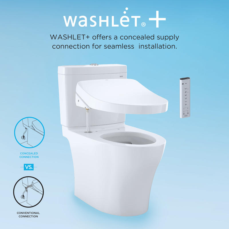 TOTO Nexus Elongated 1.28 gpf Two-Piece Toilet with Washlet+ S500e in Cotton White