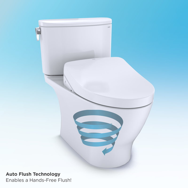 TOTO Nexus Elongated 1.28 gpf Two-Piece Toilet with Washlet+ S500e Auto Flush in Cotton White