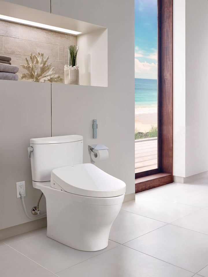 TOTO Nexus Elongated 1 gpf Two-Piece Toilet with Washlet+ S500e in Cotton White