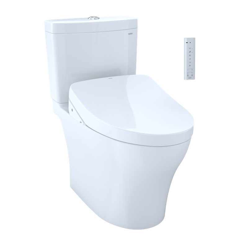 TOTO Aquia IV Elongated Bowl Washlet+ S500E Dual-Flush Two-Piece Toilet, 1.28 & 0.8 GPF, Universal Height - MW4463046CEMFG