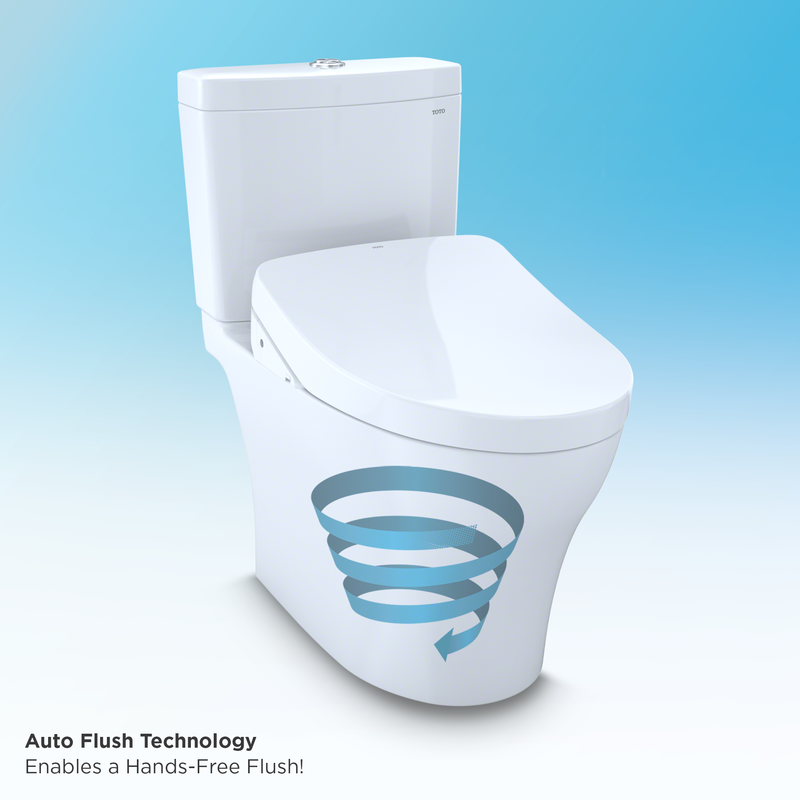 TOTO Aquia IV Elongated Bowl Washlet+ S500E Dual-Flush Two-Piece Toilet, 1.28 & 0.8 GPF - MW4463046CEMG