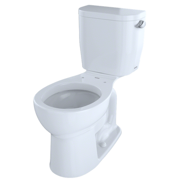 TOTO Entrada Round 1.28 gpf Right Hand Flush Lever Two-Piece Toilet in Cotton White