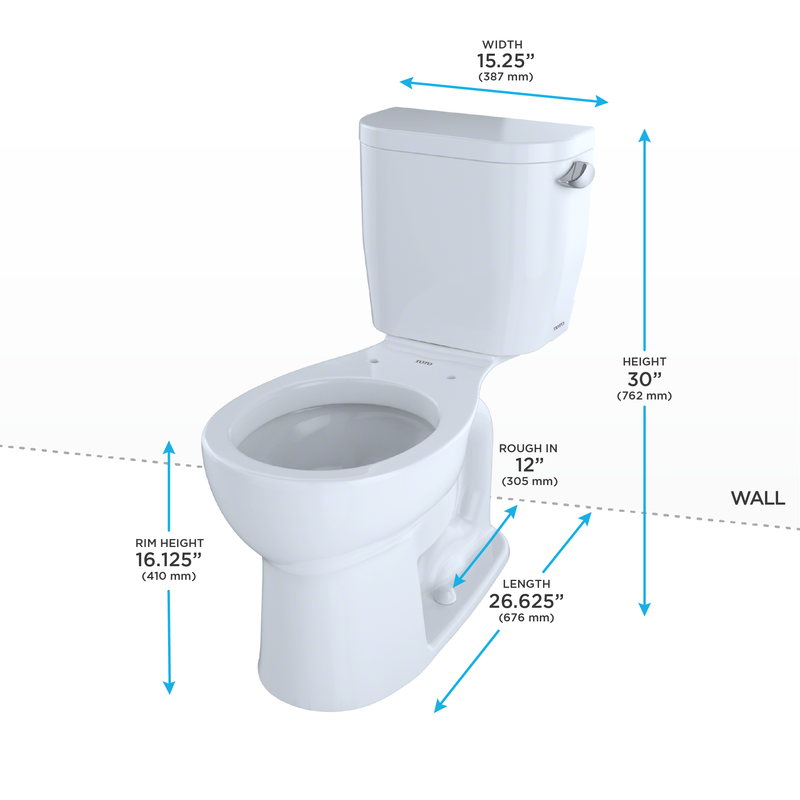 TOTO Entrada Round 1.28 gpf Right Hand Flush Lever Two-Piece Toilet in Cotton White