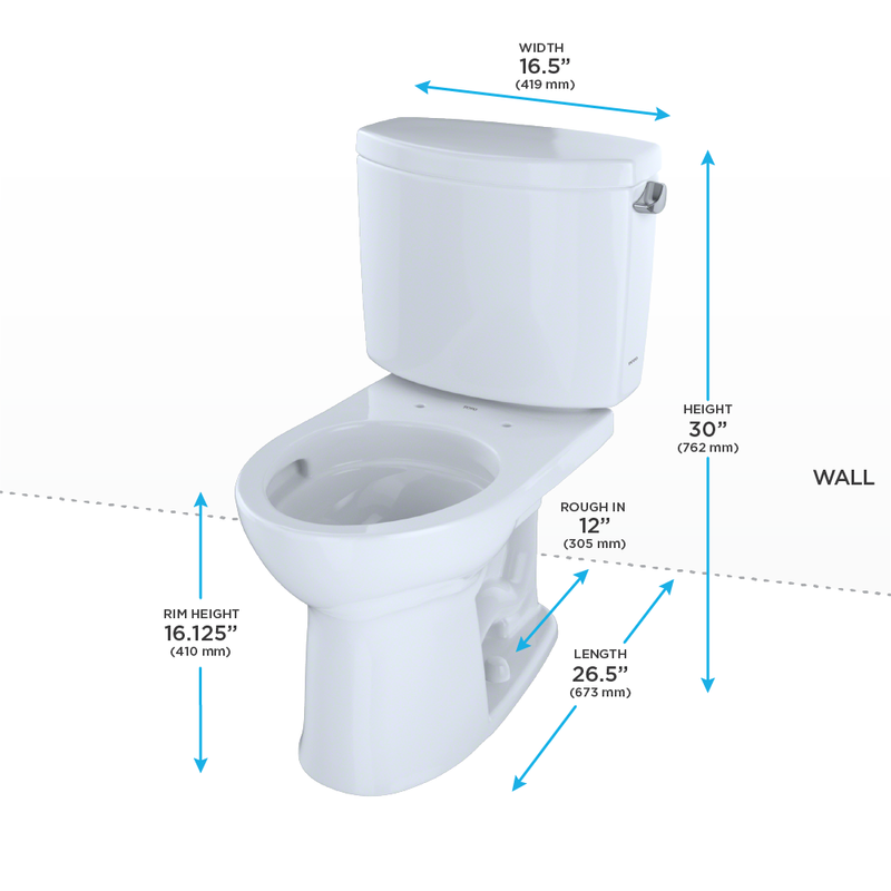 TOTO Drake II Round 1.28 gpf Right Hand Lever Two-Piece Toilet in Cotton White