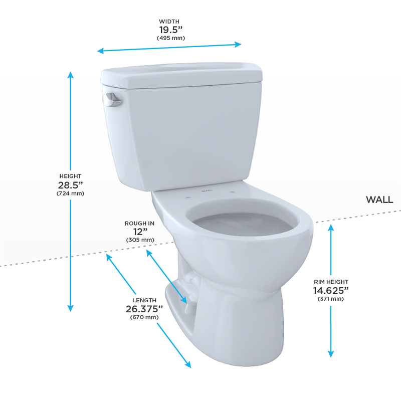 TOTO Eco Drake Round 1.28 gpf Two-Piece Toilet in Cotton White