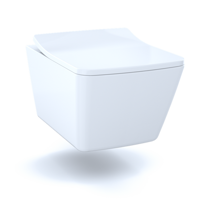 TOTO SP Square 0.9 gpf & 1.28 gpf Dual-Flush Wall-Hung Floating Toilet in Cotton White