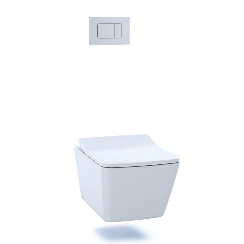 TOTO SP Square 0.9 gpf & 1.28 gpf Dual-Flush Wall-Hung Floating Toilet in White Matte