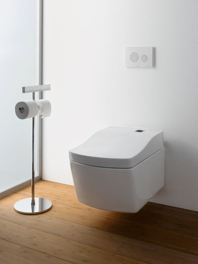 TOTO Neorest Square 0.9 gpf & 1.28 gpf Dual-Flush Wall-Hung Toilet with Washlet in Cotton White