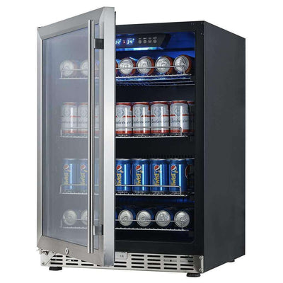 KingsBottle KBUSF54B 24 inch Beverage Refrigerator | Triple Glassdoor With Two Low-E
