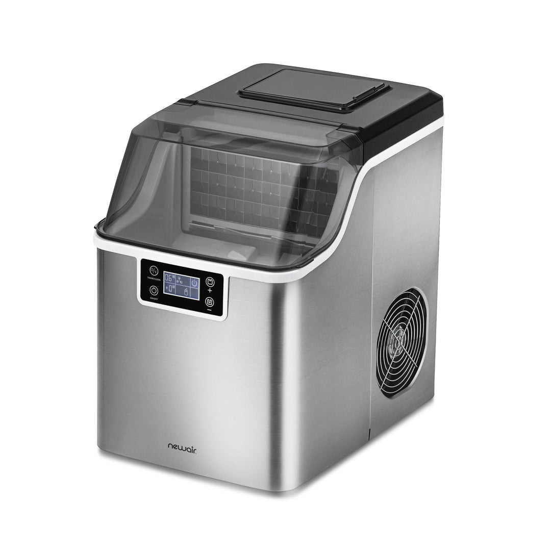 Newair Countertop Clear Ice Maker, 45 lbs. of Ice a Day with FrozenFallTM Technology, Custom Ice Thickness Settings, 1-Gallon Water Bottle Dispenser, 24-Hour Timer, Automatic Self-Cleaning Function, BPA-Free Parts and Oversized Ice Viewing Window