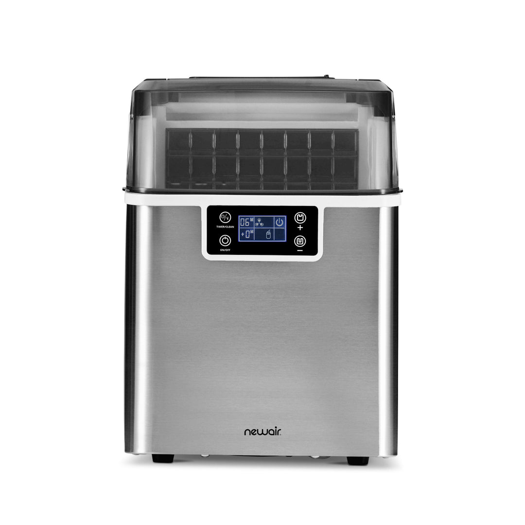 Newair Countertop Clear Ice Maker, 45 lbs. of Ice a Day with FrozenFallTM Technology, Custom Ice Thickness Settings, 1-Gallon Water Bottle Dispenser, 24-Hour Timer, Automatic Self-Cleaning Function, BPA-Free Parts and Oversized Ice Viewing Window