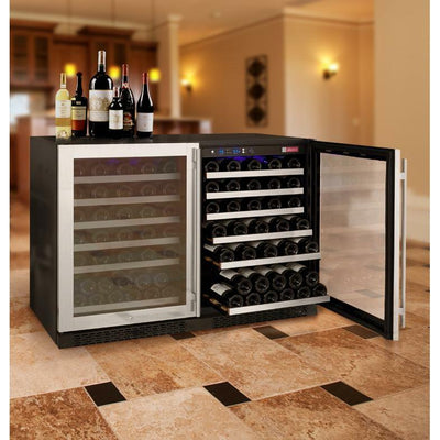Allavino 2X-VSWR56-1S20 47" Wide FlexCount II Tru-Vino 112 Bottle Dual-Zone Stainless Steel Side-by-Side Wine Refrigerator