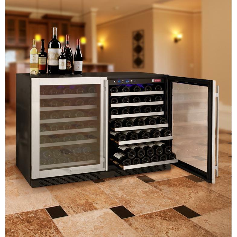 Allavino 2X-VSWR56-1S20 47" Wide FlexCount II Tru-Vino 112 Bottle Dual-Zone Stainless Steel Side-by-Side Wine Refrigerator