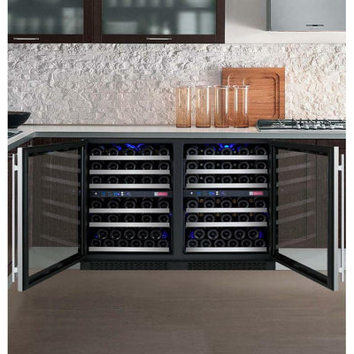 Allavino 2X-VSWR56-2S20 47" Wide FlexCount II Tru-Vino 112 Bottle Four Zone Stainless Steel Side-by-Side Wine Refrigerator