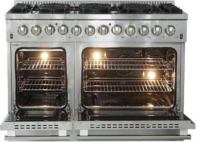 Forno 48″ Galiano Gas Burner / Electric Oven in Stainless Steel 8 Italian Burners, FFSGS6156-48