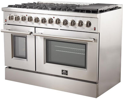 Forno 48″ Galiano Gas Burner / Electric Oven in Stainless Steel 8 Italian Burners, FFSGS6156-48