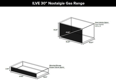 ILVE 30" Nostalgie Series Freestanding Single Oven Gas Range with 5 Sealed Burners (UPN76DVG)