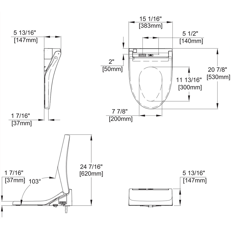 TOTO Washlet+ C5 Elongated Electronic Bidet Seat in Cotton White with EWATER+