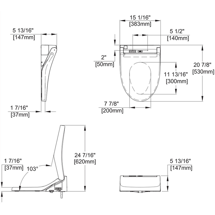 TOTO Washlet+ C5 Elongated Electronic Bidet Seat in Cotton White with EWATER+