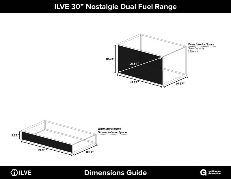 ILVE 30" Nostalgie Series Freestanding Single Oven Dual Fuel Range with 5 Sealed Burners (UPN76DMP)