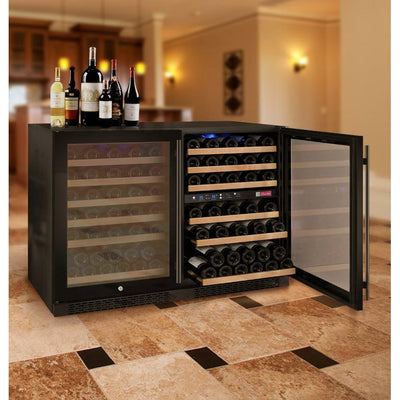 Allavino 47" Wide FlexCount II Tru-Vino 112 Bottle Three Zone Black Side-by-side Wine Refrigerator (3Z-VSWR5656-B20)