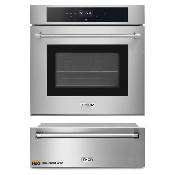 Thor Kitchen 2-Piece Pro Appliance Package - 30-Inch Electric Wall Oven & Warming Drawer in Stainless Steel