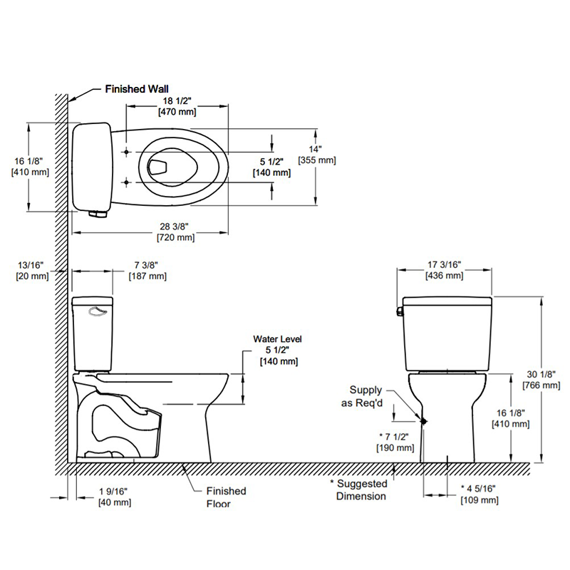 TOTO Drake Elongated 1.28 gpf Two-Piece Toilet in Cotton White - ADA Compliant