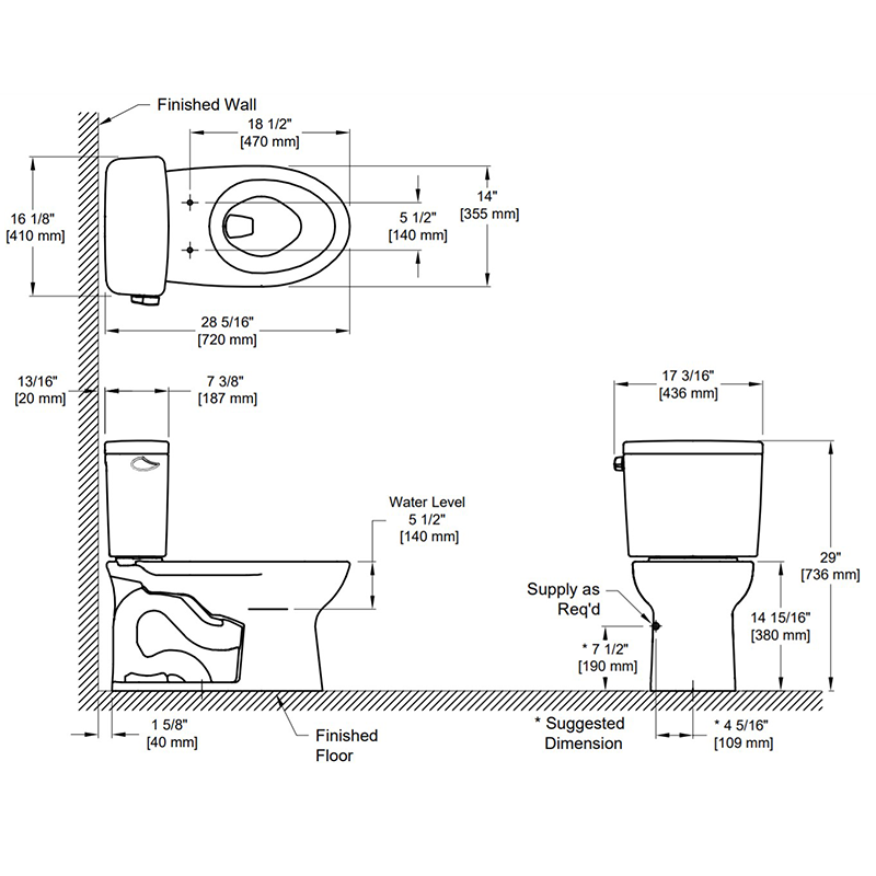 TOTO Drake Elongated 1.6 gpf Two-Piece Toilet in Cotton White