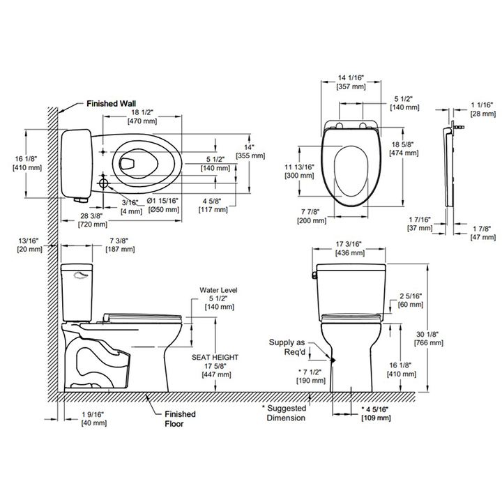 TOTO Drake Elongated 1.6 gpf Two-Piece Toilet in Cotton White - Seat Included & ADA Compliant