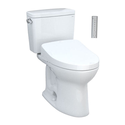 TOTO Drake Elongated 1.28 gpf Two-Piece Toilet with Washlet+ S500e in Cotton White - 10" Rough-in