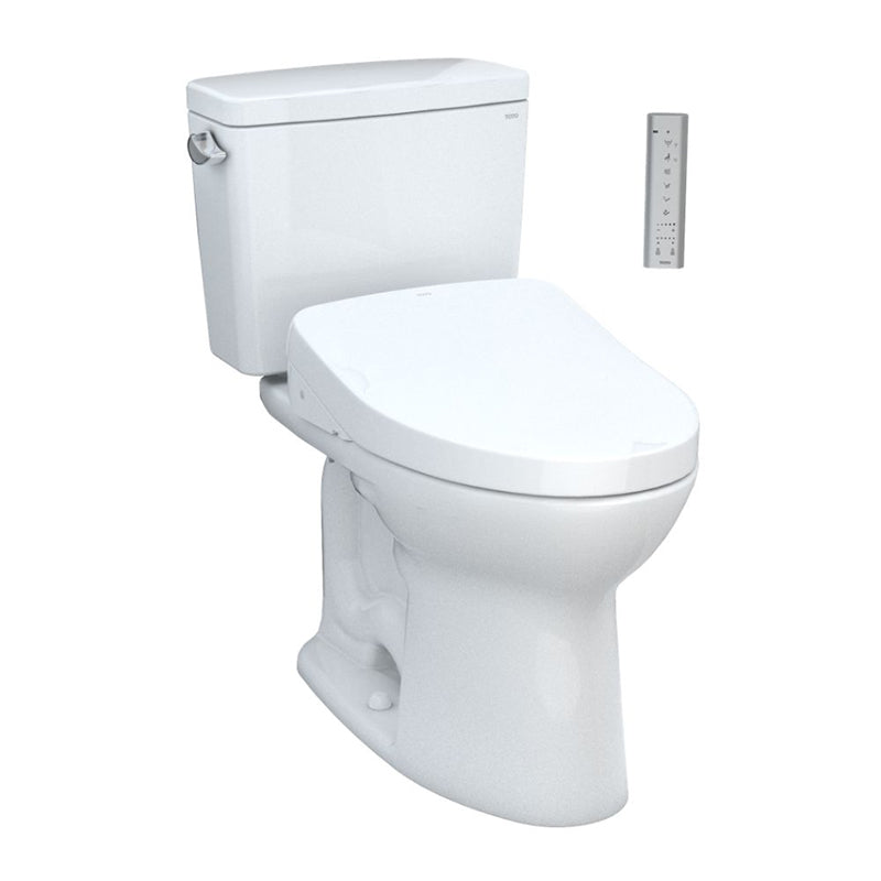 TOTO Drake Elongated 1.28 gpf Two-Piece Toilet with Washlet+ S500e Auto Flush in Cotton White