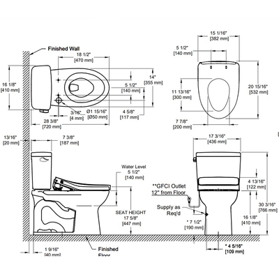 TOTO Drake Elongated 1.28 gpf Two-Piece Toilet with Washlet+ S550e Auto Flush in Cotton White - ADA Compliant
