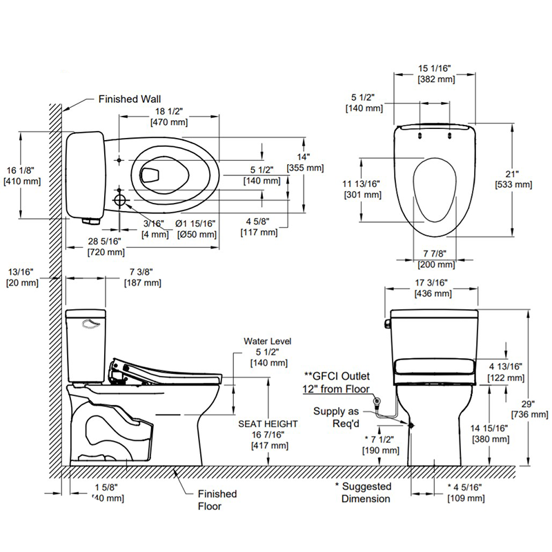 TOTO Drake Elongated 1.28 gpf Two-Piece Toilet with Washlet+ S550e Auto Flush in Cotton White