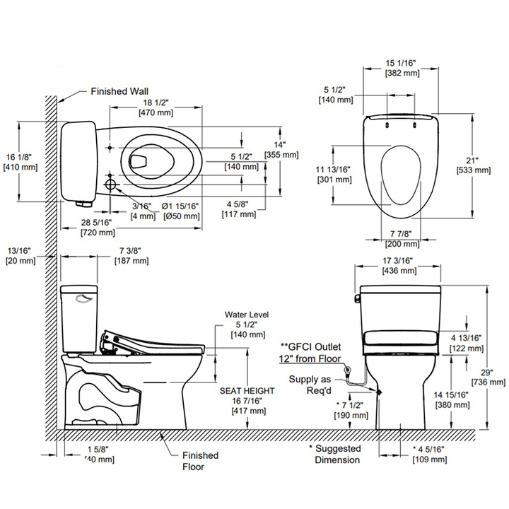 TOTO Drake Elongated 1.28 gpf Two-Piece Toilet with Washlet+ S550e Auto Flush in Cotton White