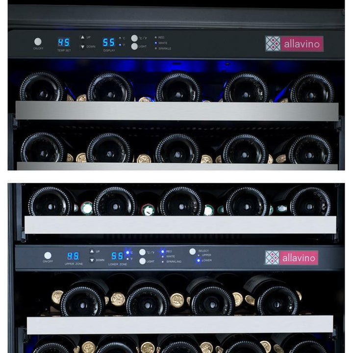 Allavino 47" Wide FlexCount II Tru-Vino 112 Bottle Three Zone Stainless Steel Side-by-side Wine Refrigerator (3Z-VSWR5656-S20)