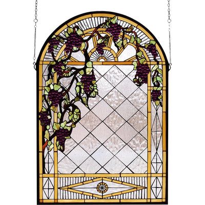Meyda Tiffany 36"H x 24"W Grape Diamond Trellis Stained Glass Window