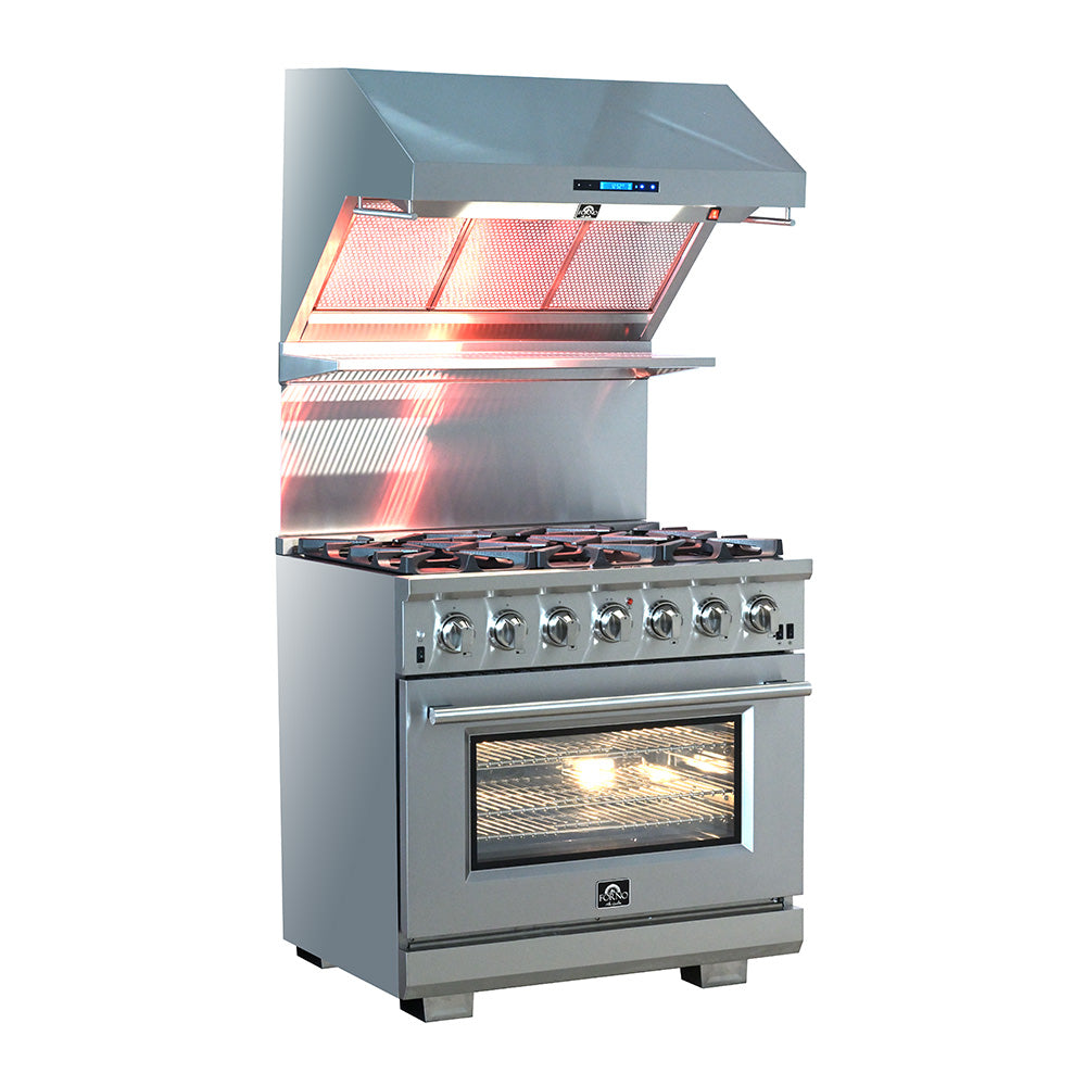 Forno 36 Inch Pro Series Capriasca Gas Burner / Gas Oven in Stainless Steel 6 Italian Burners (FFSGS6260-36)