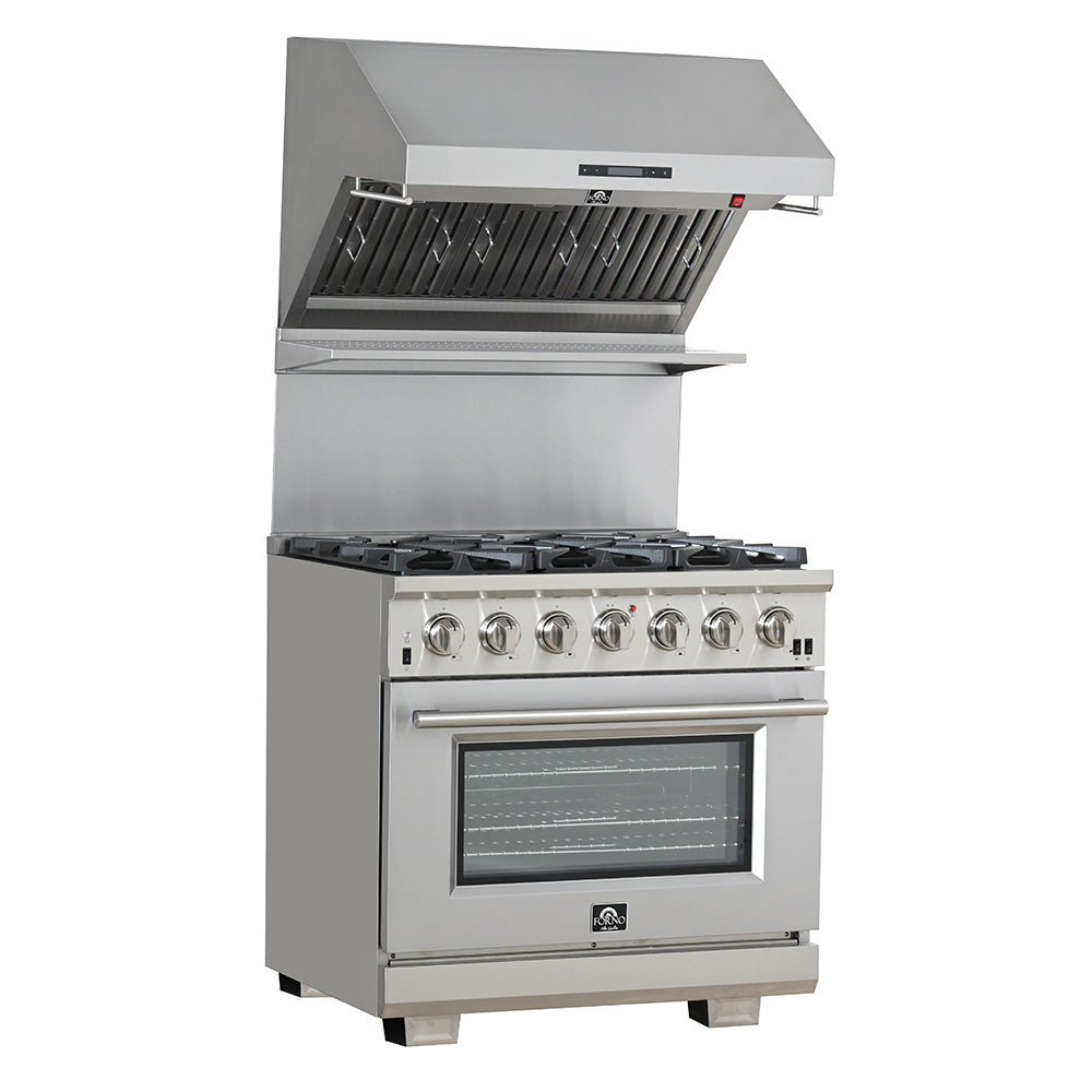 Forno 36 Inch Pro Series Capriasca Gas Burner / Gas Oven in Stainless Steel 6 Italian Burners (FFSGS6260-36)