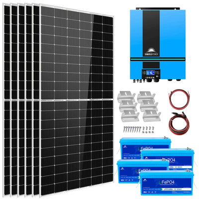 SUNGOLD POWER | COMPLETE OFF GRID SOLAR KIT 6500W 48V 120V OUTPUT 10.24KWH LITHIUM BATTERY 2700 WATT SOLAR PANEL SGK-65PRO