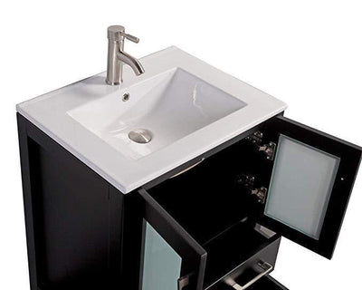 Vanity Art 48 in. Single Sink Vanity Cabinet with Ceramic Sink & Mirror - Espresso, VA3024-48E