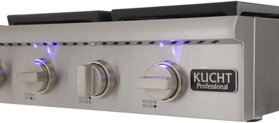 Kucht Professional Series 48 in. Natural Gas/Liquid Propane Sealed Burner Rangetop with Color Knobs, KRT481GU / KRT481GU/LP