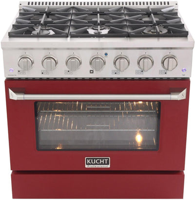 Kucht Professional 36 in. 5.2 cu ft. Natural Gas Range with Color Door and Silver Knobs (KNG361)