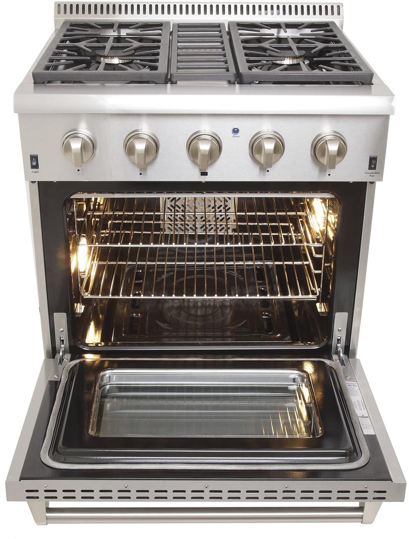 Kucht Professional 30 in. Natural Gas Burner/Electric Oven Range in Stainless Steel with Color Knobs, KRD306F / KRD306/LP